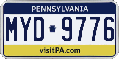 PA license plate MYD9776