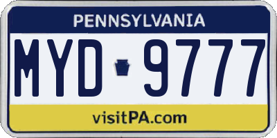 PA license plate MYD9777