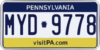 PA license plate MYD9778