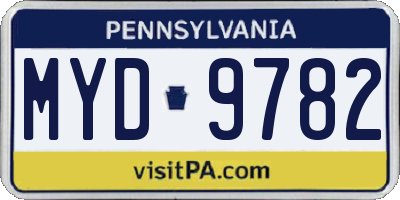 PA license plate MYD9782