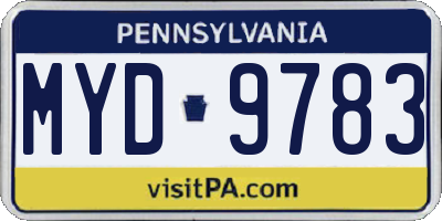 PA license plate MYD9783