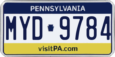 PA license plate MYD9784
