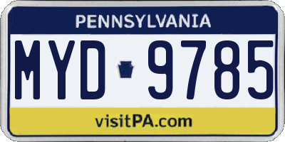 PA license plate MYD9785