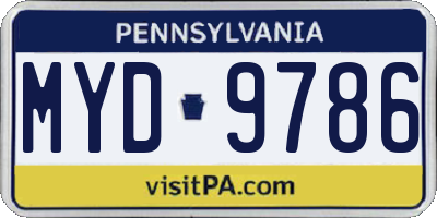 PA license plate MYD9786