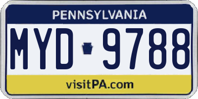 PA license plate MYD9788