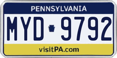 PA license plate MYD9792