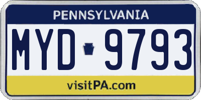 PA license plate MYD9793