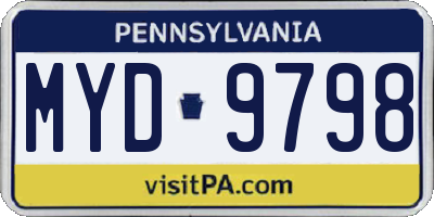 PA license plate MYD9798