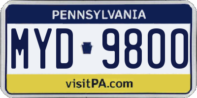 PA license plate MYD9800