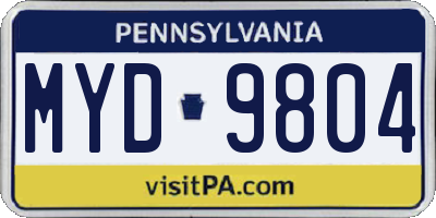 PA license plate MYD9804
