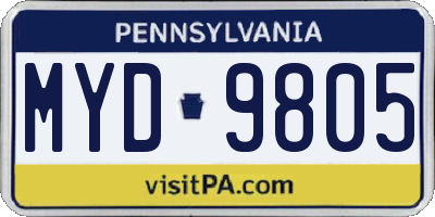 PA license plate MYD9805