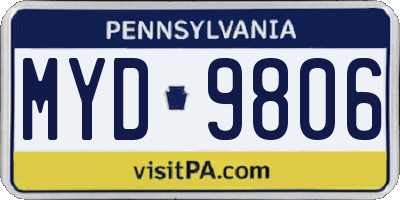 PA license plate MYD9806