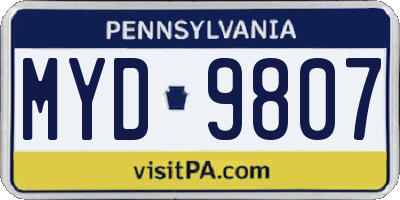 PA license plate MYD9807