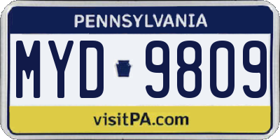 PA license plate MYD9809