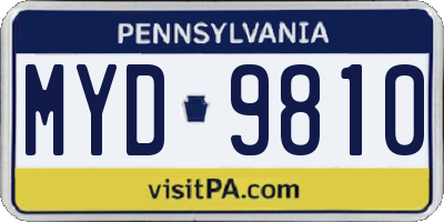 PA license plate MYD9810