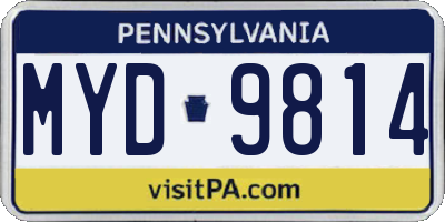 PA license plate MYD9814