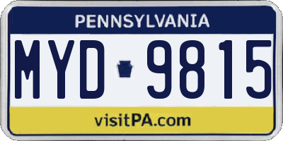 PA license plate MYD9815