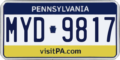 PA license plate MYD9817