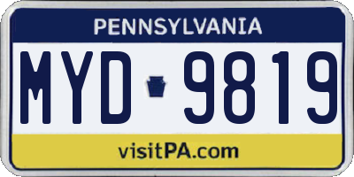 PA license plate MYD9819