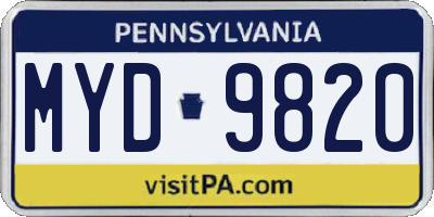 PA license plate MYD9820
