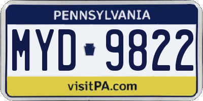 PA license plate MYD9822