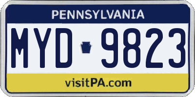 PA license plate MYD9823