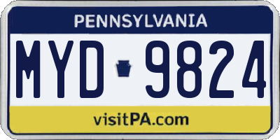 PA license plate MYD9824
