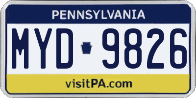 PA license plate MYD9826
