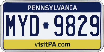 PA license plate MYD9829