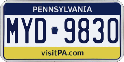 PA license plate MYD9830