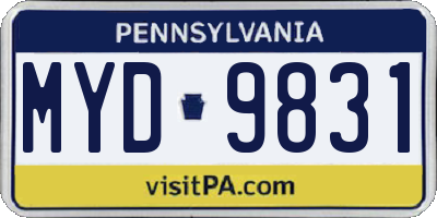 PA license plate MYD9831