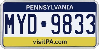 PA license plate MYD9833