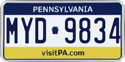 PA license plate MYD9834