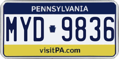 PA license plate MYD9836
