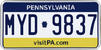 PA license plate MYD9837