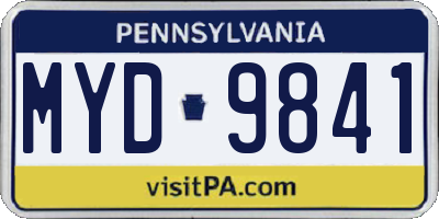 PA license plate MYD9841