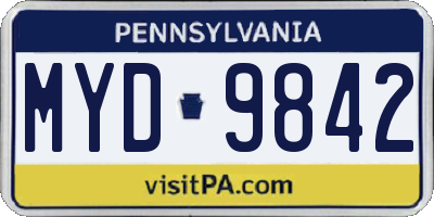 PA license plate MYD9842