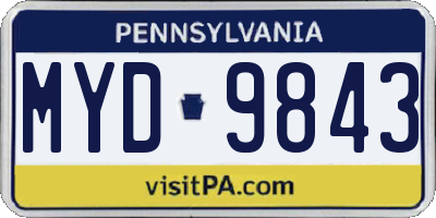 PA license plate MYD9843