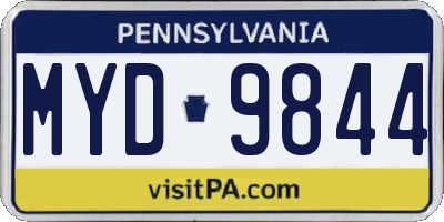 PA license plate MYD9844