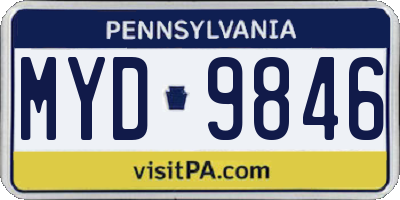 PA license plate MYD9846