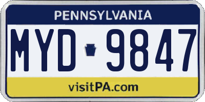 PA license plate MYD9847