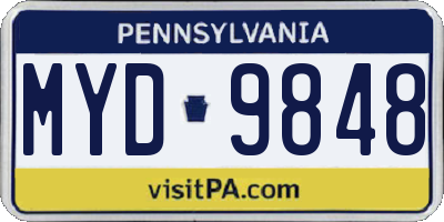 PA license plate MYD9848