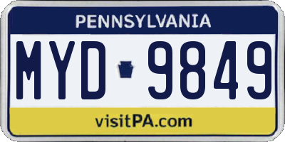 PA license plate MYD9849