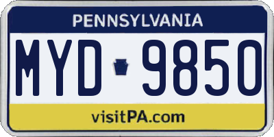 PA license plate MYD9850