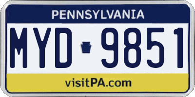 PA license plate MYD9851