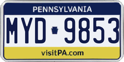 PA license plate MYD9853