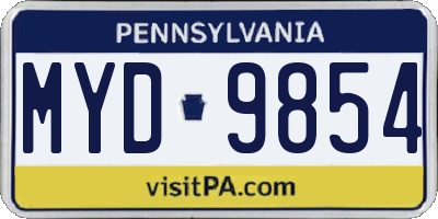 PA license plate MYD9854