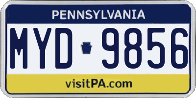 PA license plate MYD9856