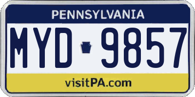 PA license plate MYD9857