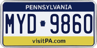 PA license plate MYD9860